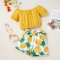 teen girls clothes summer yellow thirt pineapple shorts pants 3 pcs set outfit sunset for big girl 7 8 9 10 11 12 13 14 years