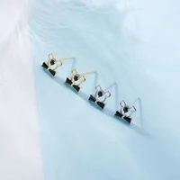 cartoon bear simple style s925 sterling silver earrings temperament cute bear bow shape earrings female earrings