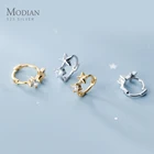 Modian Real 925 стерлингового серебра CZ простой крошечная звезда серьги-кольца для женщин и девушек, модные серьги в Корейском стиле Стиль, хорошее ювелирное изделие