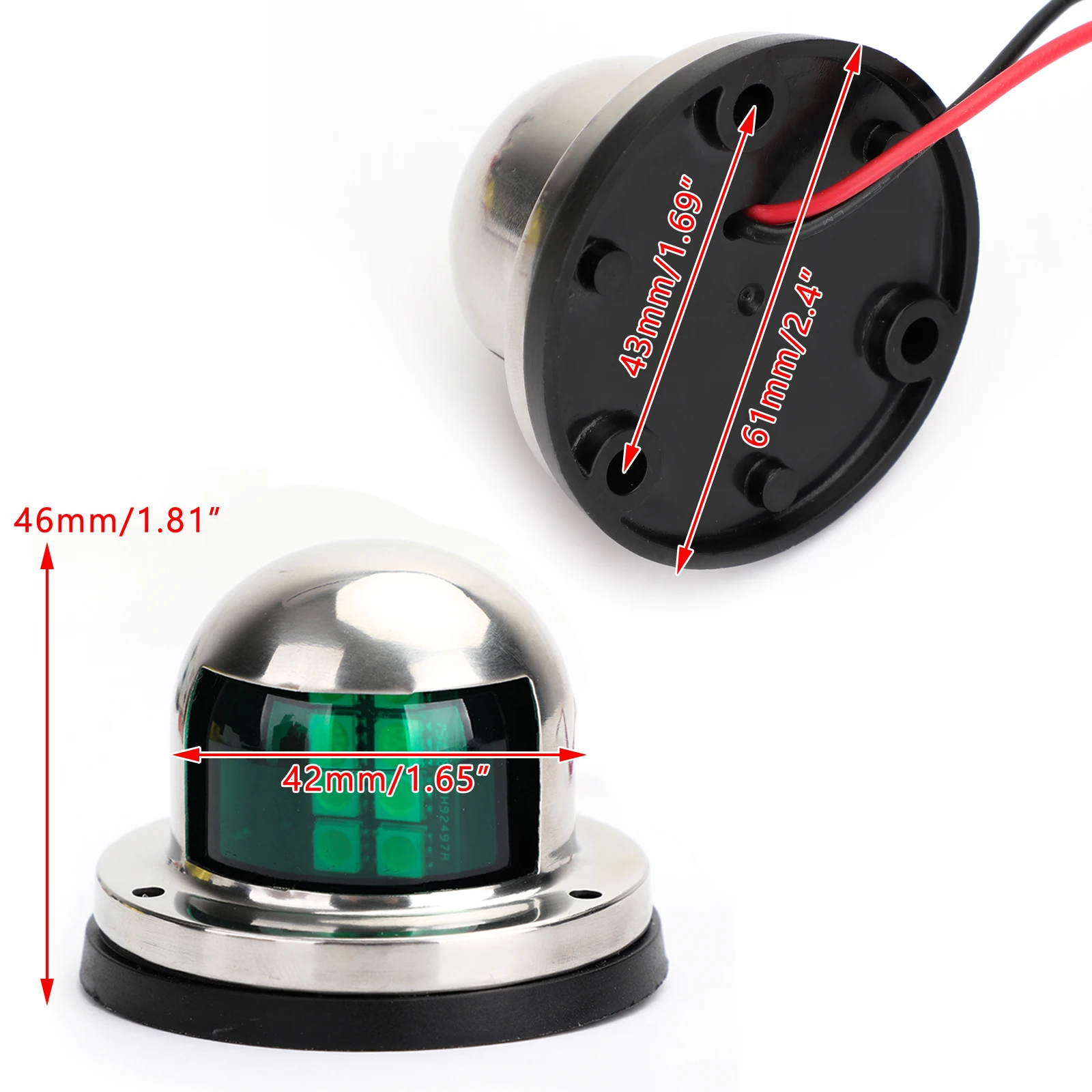 

Artudatech 2x Red Green Marine Bow Speed Boat 12V Yacht Pontoon Bright Signal Lights Waterproof