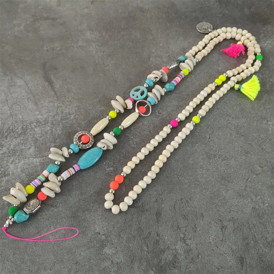 Цепочка с подвеской в стиле бохо ремешок каменными бусинами для работы картой