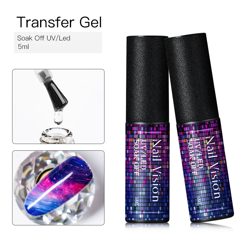 Nail Vision Фольга для ногтей Клей переводной гель-клей Звездный бумажный принт фольга s обертывания Переводные картинки Набор лаков УФ Гель-лак для ногтей лак