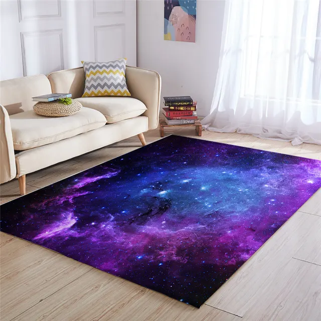 BlessLiving Nebula Large Carpets for Living Room 3D Galaxy Center Floor Mat Blue Purple Soft Area Rug Universe Space Tapis 2