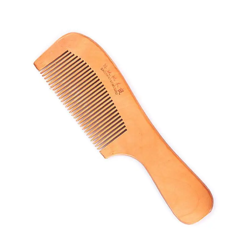 Лазерная гравировка логотипа персиковая деревянная расческа для волос женская