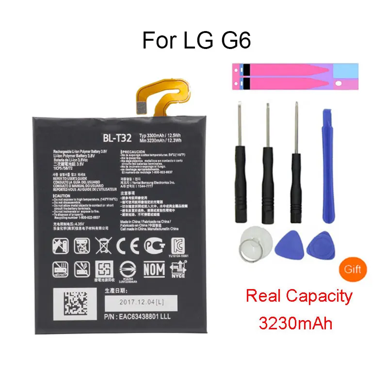 Оригинальная Замена телефон Батарея BL T32 для LG G6 G600L G600S G600K G600V H871 H872 H873 LS993 US997 VS988 3230