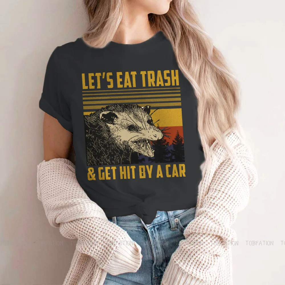 

Let's Eat Trash Get Hit By A Car Women TShirt Raccoon Pet Lover Girls Graphic Tops Cotton Female T Shirt 5XL Funny Fashion Gift