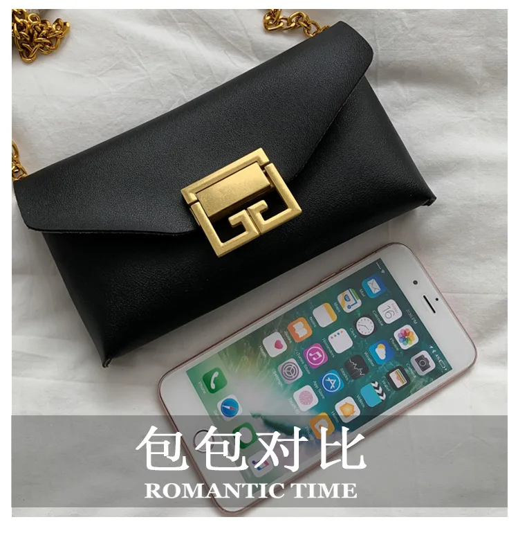 

Women's Chains Bags Causal PU Leather Flap Bags Designer Button Clutch Bag for Females Summer 2021 Brand Bags Shoulder Handbags