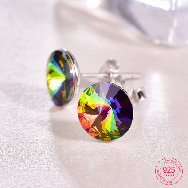 925 пробы серебряные круглые серьги для женщин с кристаллами от Swarovski новые модные