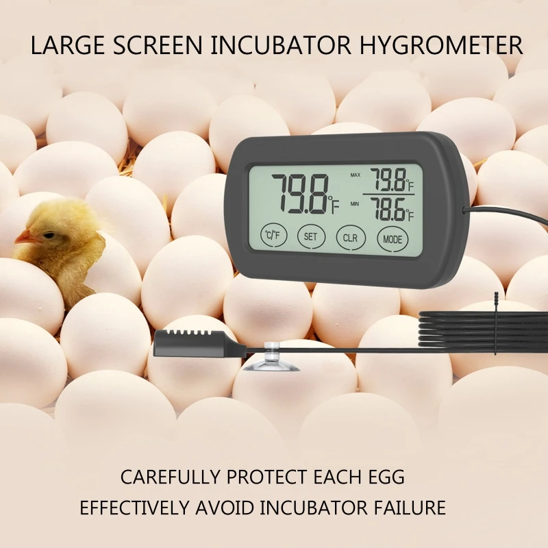 

Incubator Thermometer Hygrometer Max Min Temperature Humidity Monitor with Probe Drop Shipping