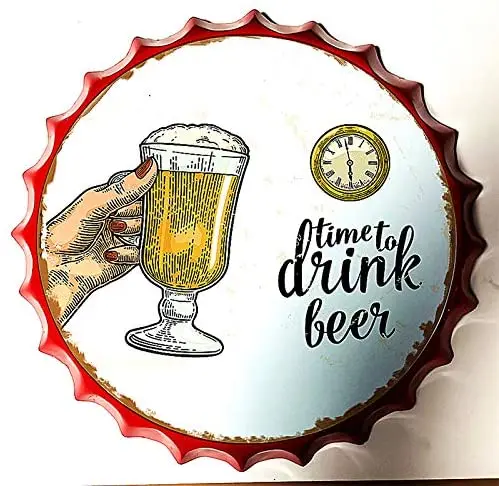 

Королевский жестяной знак, крышка для бутылки, металлический жестяной знак, освежающий напиток холодного пива диаметром 13,8 дюйма, круглые м...