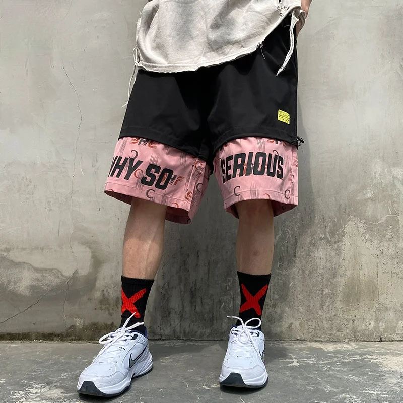 

Harajuku Men Shorts 2021 Summer New Trend Hip Hop Shorts Fashion Patchwork Cargo Shorts Mens Casual Street Sports Short Pants