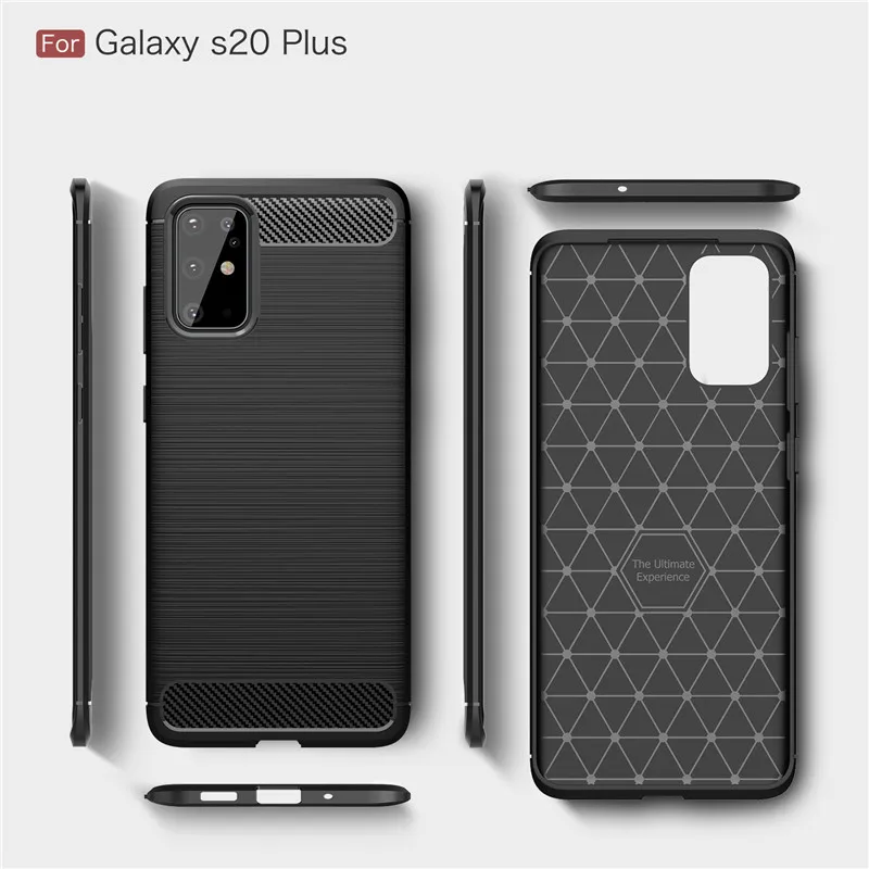 Soft Carbon Fiber Case For Samsung Galaxy S20 Plus Case Housings Protective Fitted Phone Bumper For Samsung S20 Plus Cover Funda