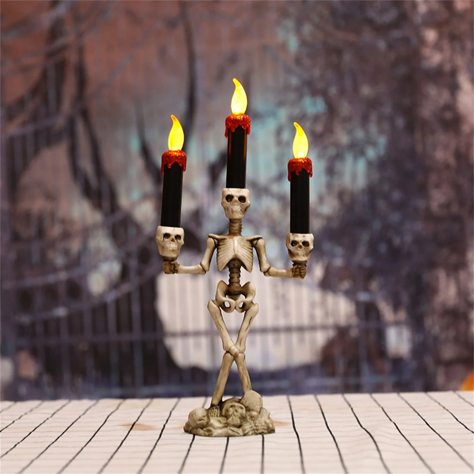 

Halloween Skull Skeleton Candlestick Candle Holder Bar Home Party Decor Indoor Lighting for Home Stairs For Holiday Decoration