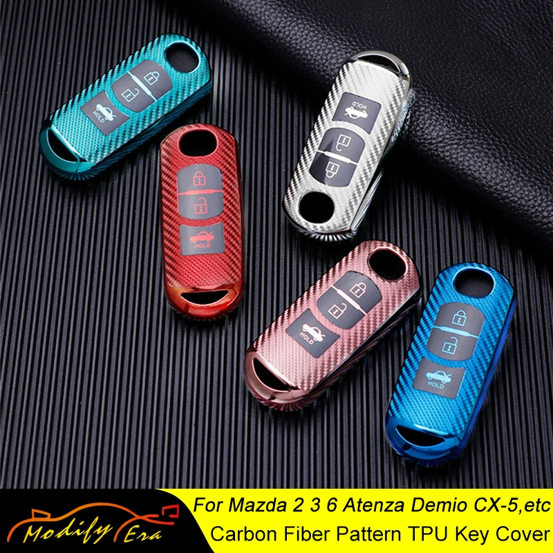 

TPU Carbon Fiber Car Key Case Cover For Mazda 2 3 6 Atenza Axela Demio CX-5 CX5 CX-3 CX7 CX-9 2015 2016 2017 2018 2019 Fob Shell