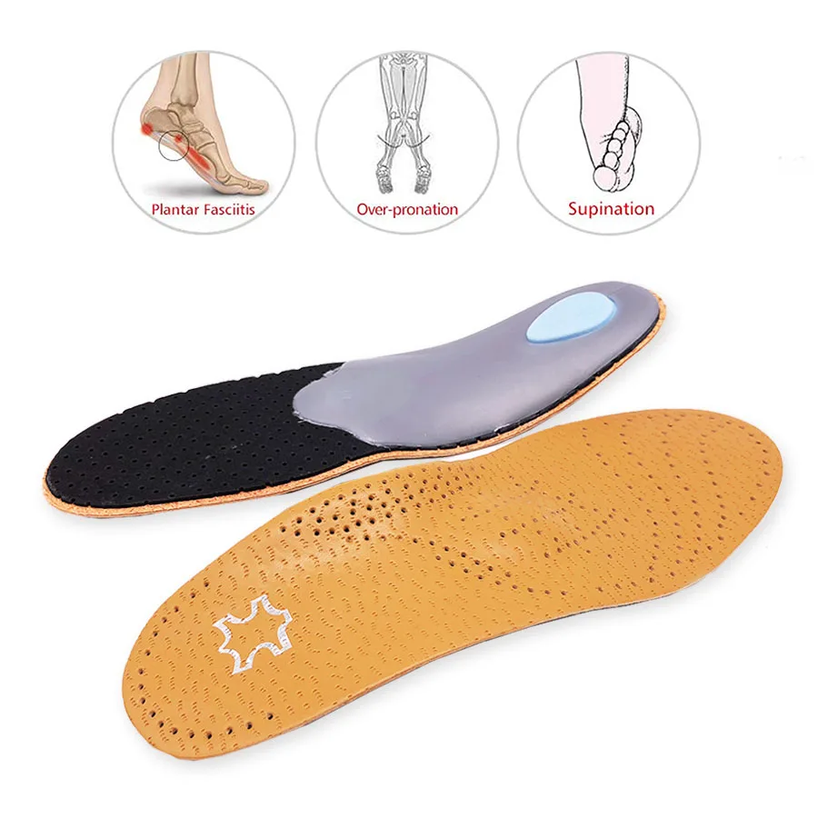 2 pairs Leather orthotics Insoles flat feet insole Arch Support Orthopedic shoe sole Shoes insert insoles for feet Men Women