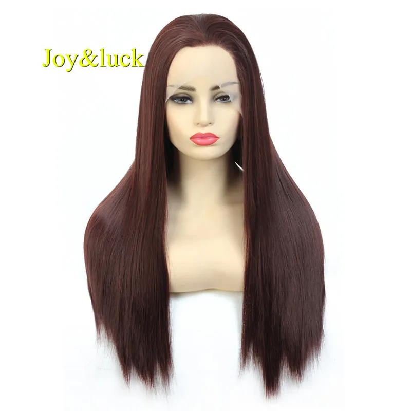 

Joy&luck 26inch Long Hair Wig Synthetic Lace Front Wig Burgundy Color Cosplay Wigs for Women