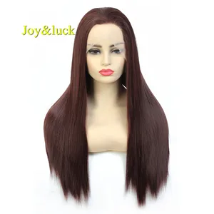 Synthetic Lace Front Wig 26 Inch Long Dark Brown  Natural Straight Cosplay Wigs For Women