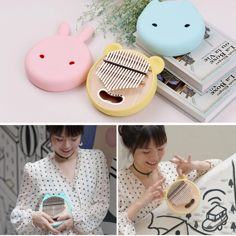 Tom TK-CI-CT 17-клавишным круглый Форма игрушечное пианино калимба клена с сумкой для