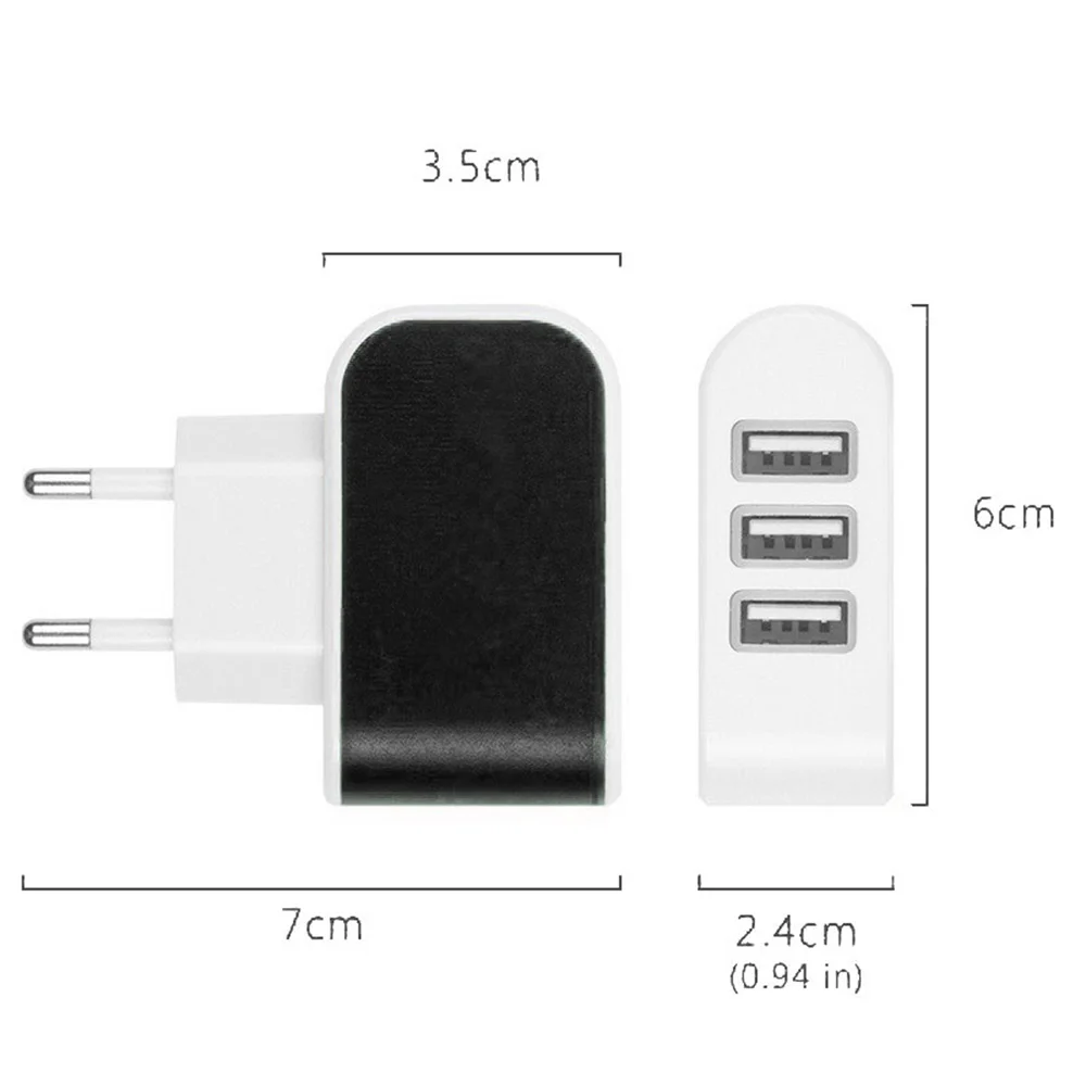 Вилка стандарта ЕС/США настенное зарядное устройство 3 порта USB ярких цветов