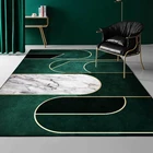 Роскошные темно-изумрудно-зеленые ковры, геометрические золотые линии, белый мрамор, мозаика, напольные коврики для гостиной, спальни, дивана, нескользящий коврик