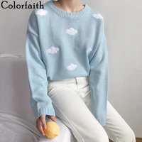 colorfaith new 2021 winter spring women sweaters knitted stylish pullovers minimalist loose casual wild jumpers sw201
