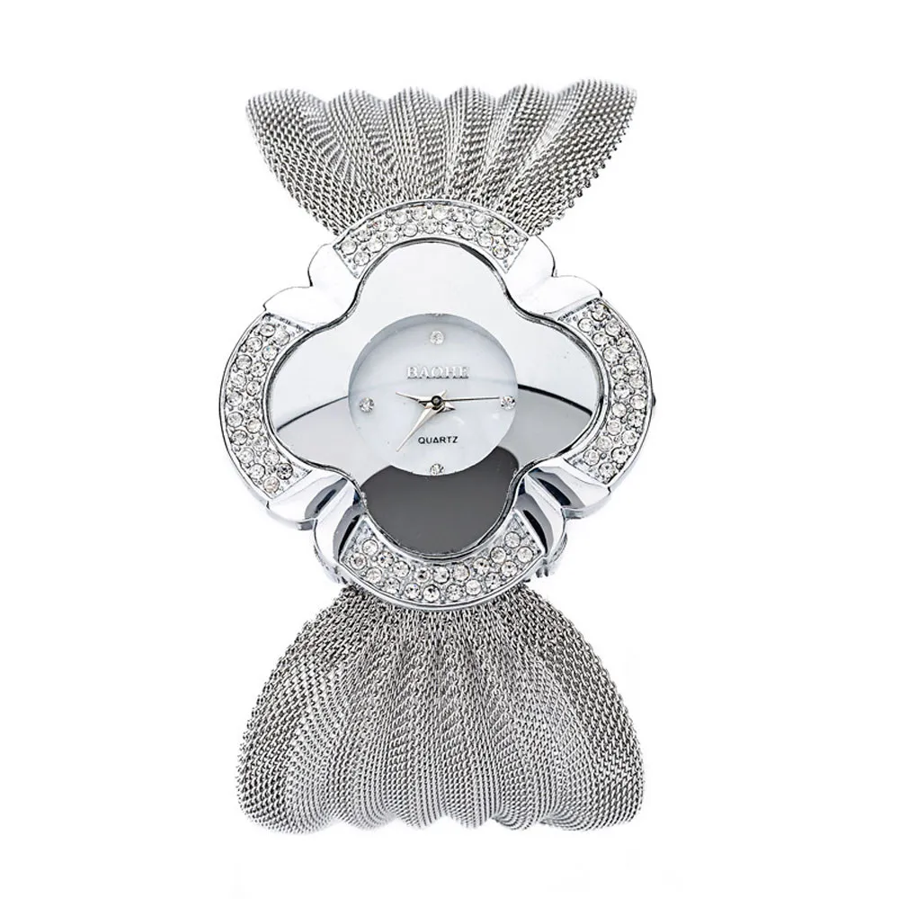 Silver New Arrival Fashion casual Lady Diamond Bracelet Watch Mirror Luxury Quartz Watch Clock relogio feminino free shiping#9430 - Цвет: Silver