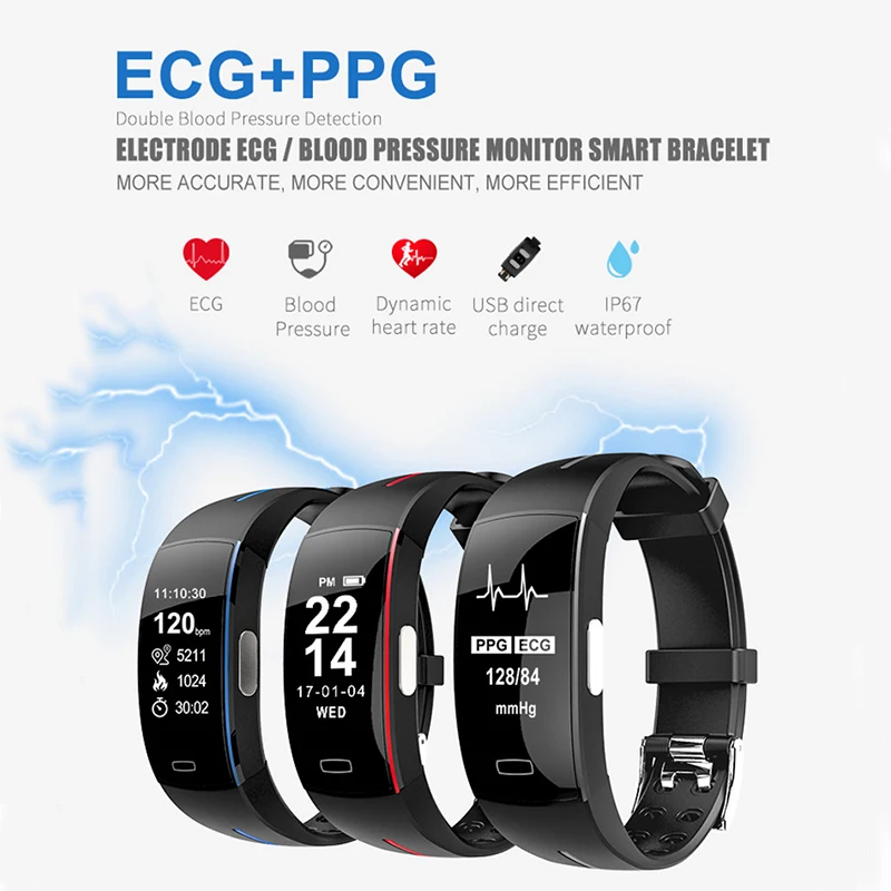 P3 умный фитнес Bbracelet монитор сердечного ритма кровяное давление ЭКГ + PPG здоровье