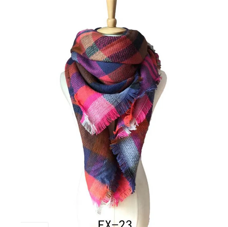 

2020 color Small square Cashmere Two-color lattice Women's square Plaid shawl Keep warm bandana foulard femme hijab scarf women