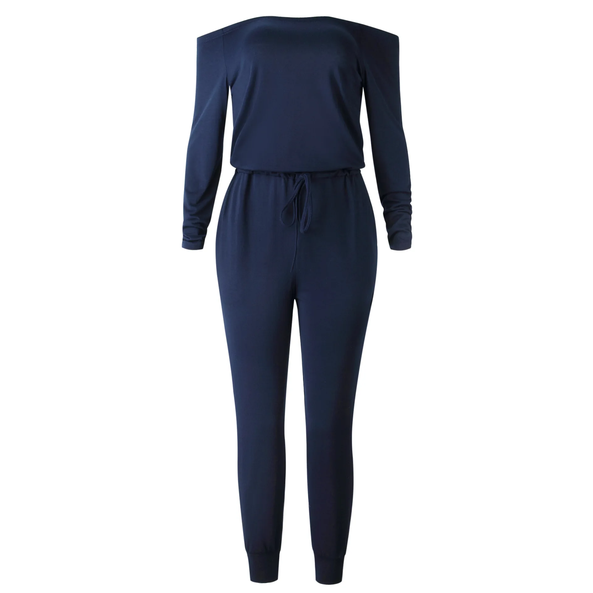 

2019 Womens Off Shoulder One-Piece Jumpsuit Polyester + Cotton
