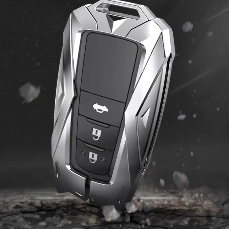 

Автомобильный чехол для ключей из цинкового сплава, чехол-кошелек для Toyota Camry CHR C-HR Prado Avalon Prius Corolla RAV4 2/3/4, кнопка для стайлинга автомобиля