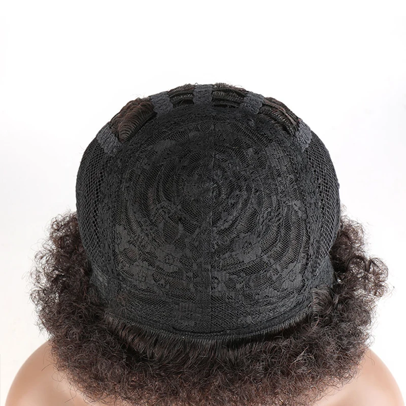 

Short Afro Kinky Curly Wig Brazilian Remy Human Hair Short Wigs 150% Density For Women Black Brown Color Cheap Wigs