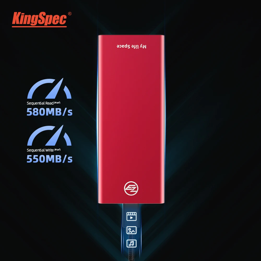 

KingSpec External SSD 120gb 240gb 480gb Portable Solid State Drive HDD 256gb 1tb SSD Hard for Laptop Desktop with Type-C USB 3.1