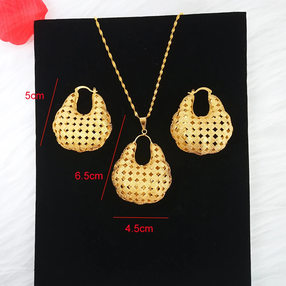 Красивый большой набор ожерелье с серьгами для женщин африканские золотые