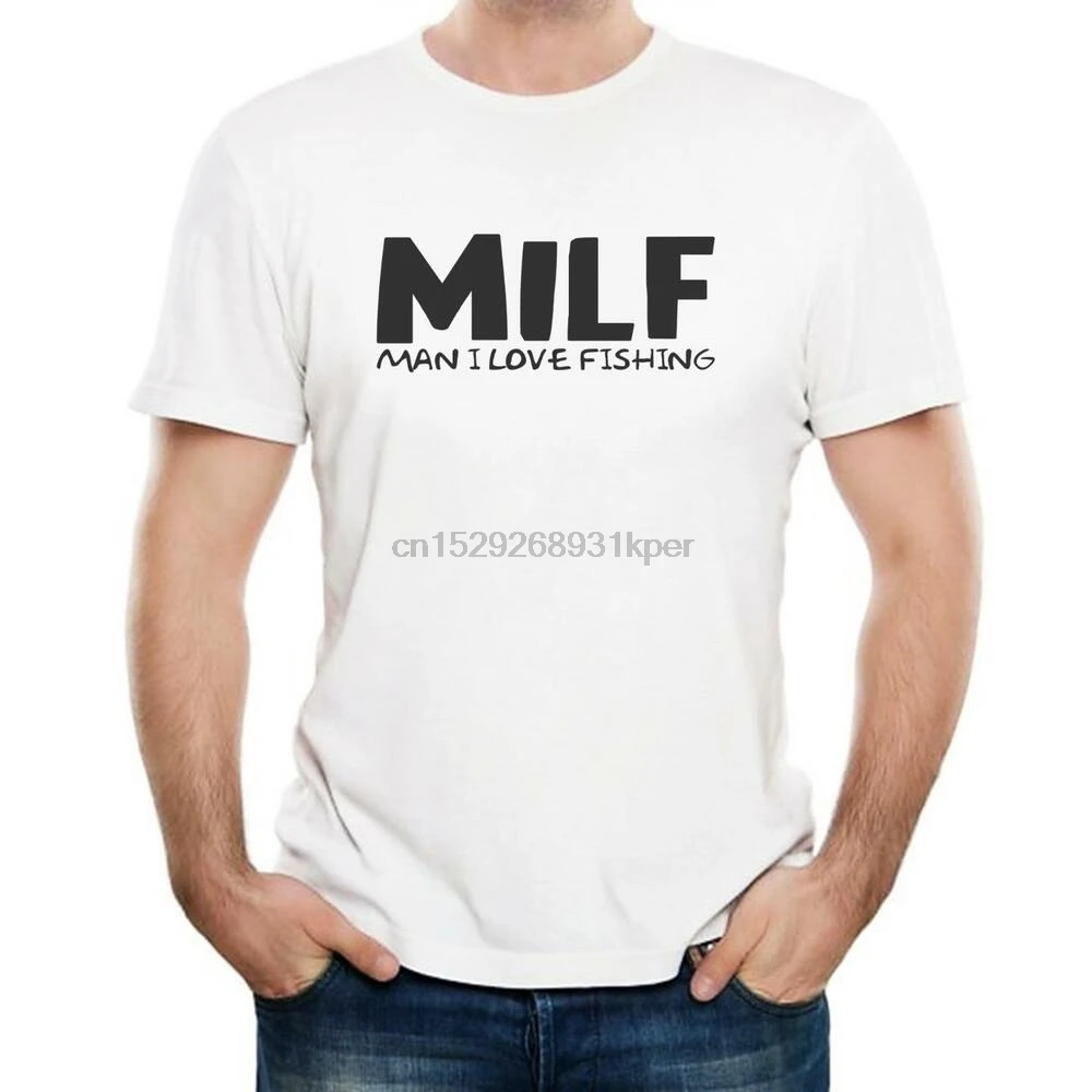 Мужская футболка с надписью I Love Fishing MILF подарок на день рождения забавная