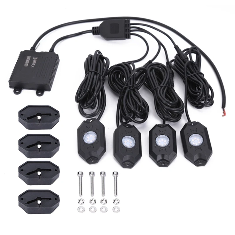 

4X RGB LED Rock Lights Kit with Bluetooth Connection APP Control Timing Function Music Mode for JEEP Truck ATV SUV