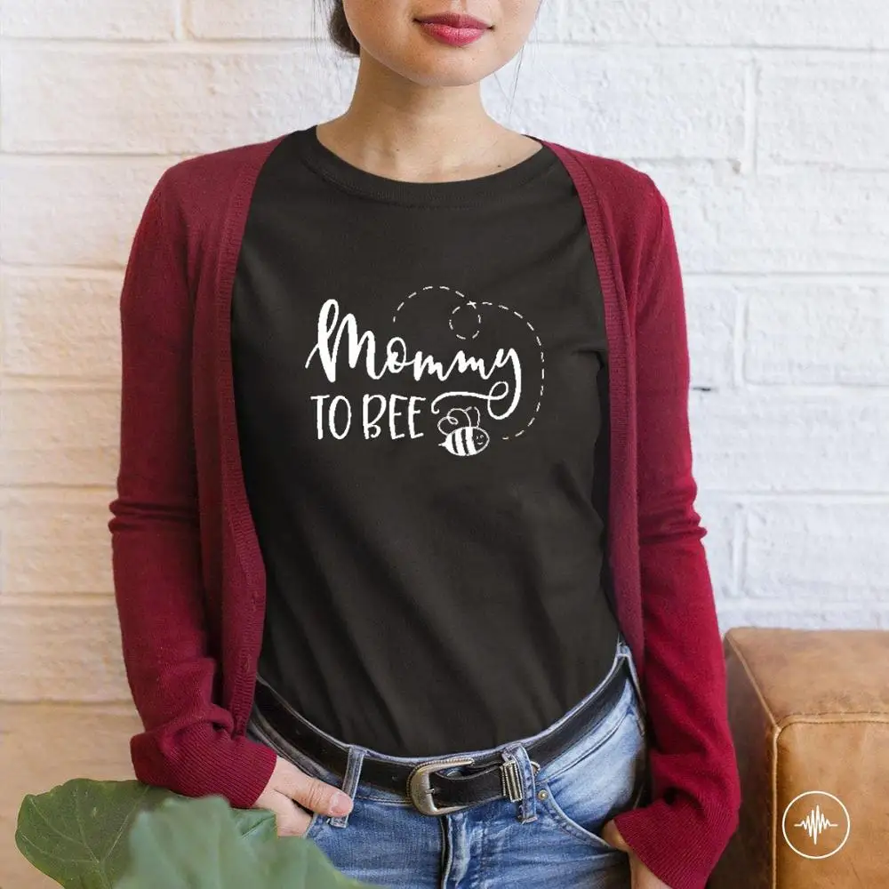 Mommy To Bee/графическая Женская одежда с коротким рукавом, топы летняя рубашка, хлопковая стильная забавная Повседневная Новинка, подарок для мамы MOM To be