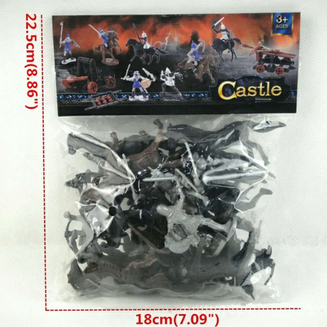 

28Pcs/Set Medieval Knights Warriors Horses Kids Toy Figures Static Model Playset Playing On Sand Castles (20 Soldiers+8 Horse)