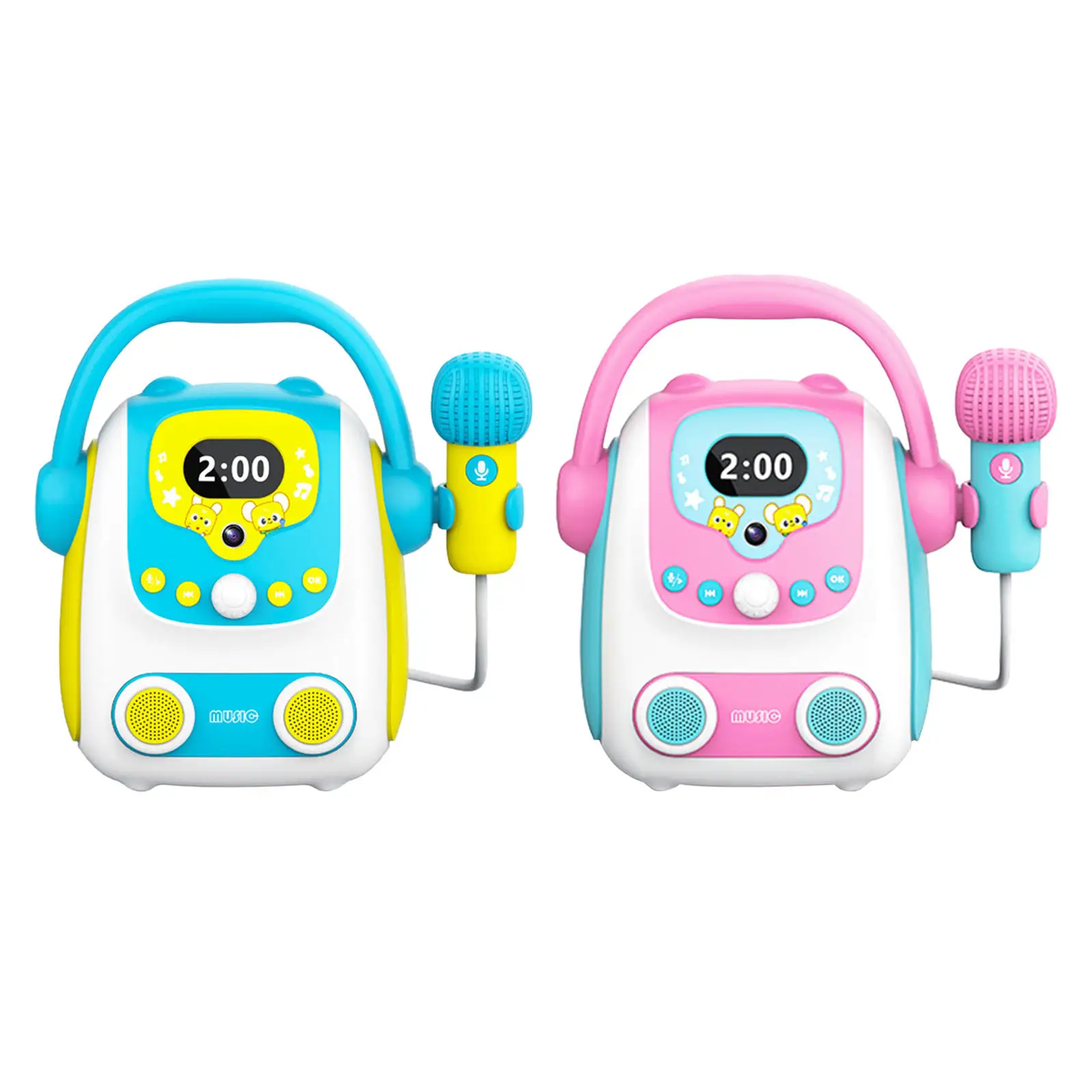 

Portable Karaoke Machine with Microphone Plastic Bluetooth Home Ktv Learning Toys Music Toy for Travel Party Outdoor Indoor #Kid