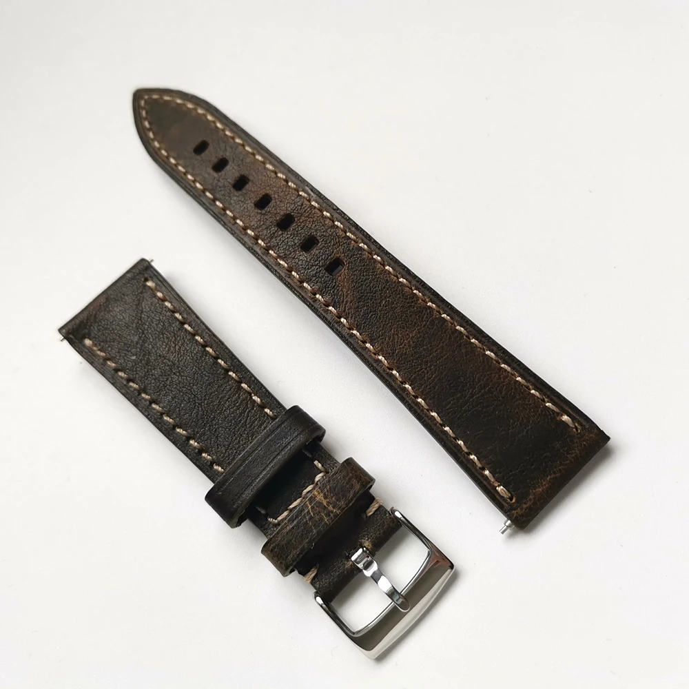 

18 19 20 21 22mm Oil wax Crazy Horse Skin Watch Strap classic Watch Band Genuine Leather Quick release Watch Belt Watchbands