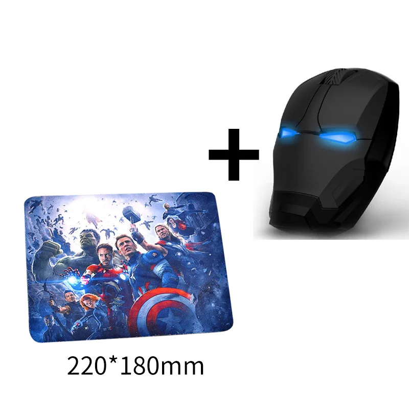 black with mouse pad Железный человек мышь беспроводная мышь игровая мышь, игровая компьютерная мышь кнопка бесшумный щелчок 800/1200/1600/2400 точек/дюйм Регулируемый компьютерный - Цвет: black with mouse pad