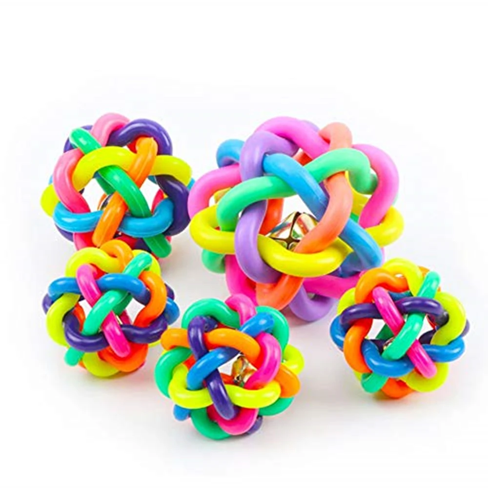 Красочный Радужный питомец колокольчик мяч собака игрушка для домашней собаки