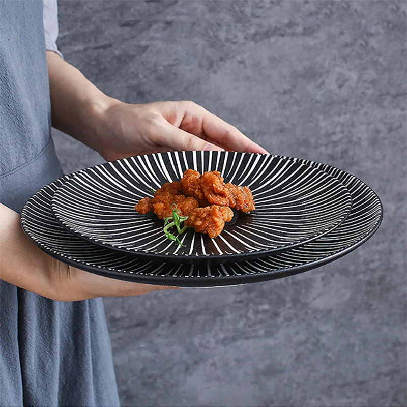 Геометрическая керамическая обеденная тарелка блюдо матовый стейк для западной