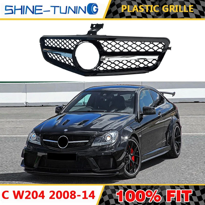 Передняя решетка подходит для mercedes C Class W204 C63 amg хромированная всех моделей c200 c180