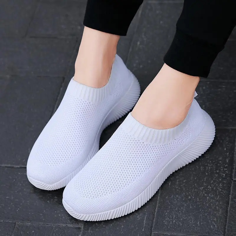 

Women flats loafer 2021 new slip-on knit sock shoes woman sneakers comfortable breathable mesh women sneakers