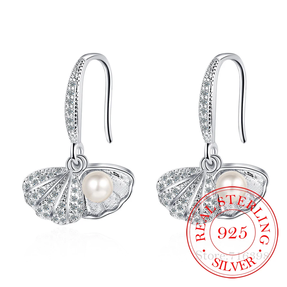 

SALES Fine Jewelry 925 Silver New Crystal Temperament pearl Anti Allergy Earring Korean Drop Dangle Sweet Earrings for Women