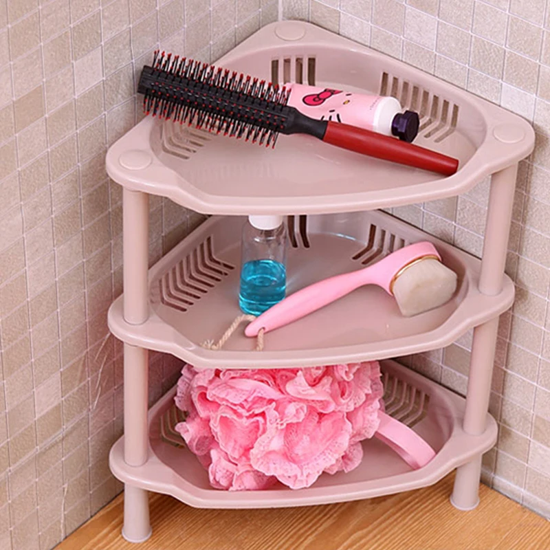 3 Layers Plastic Corner Storage Rack For Kitchen DIY Sundries Bathroom Organizer Shelf Sponge Holder Colors | Дом и сад