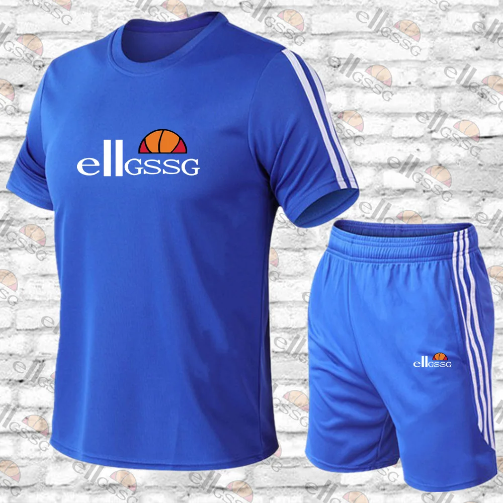 

Men's summer casual sportswear high-quality sports T-shirts and men's fitness workout jogging shorts brand men's 2pcs