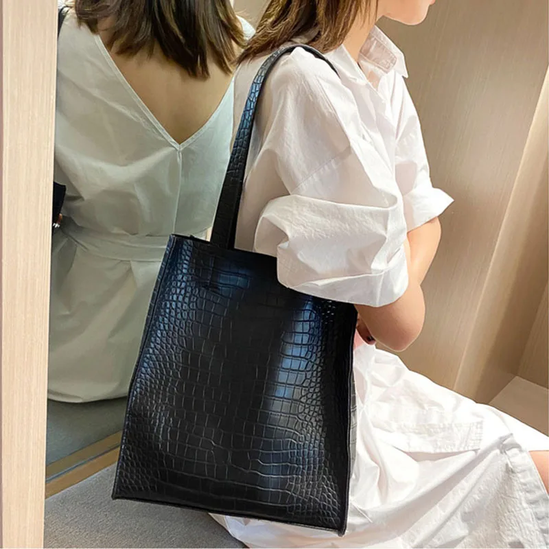 

Fashion Women Bags Casual Totes Bag New Alligator Leather Shoulder Handbags Wild Lady's Bag Large Capacity Shopper Totes