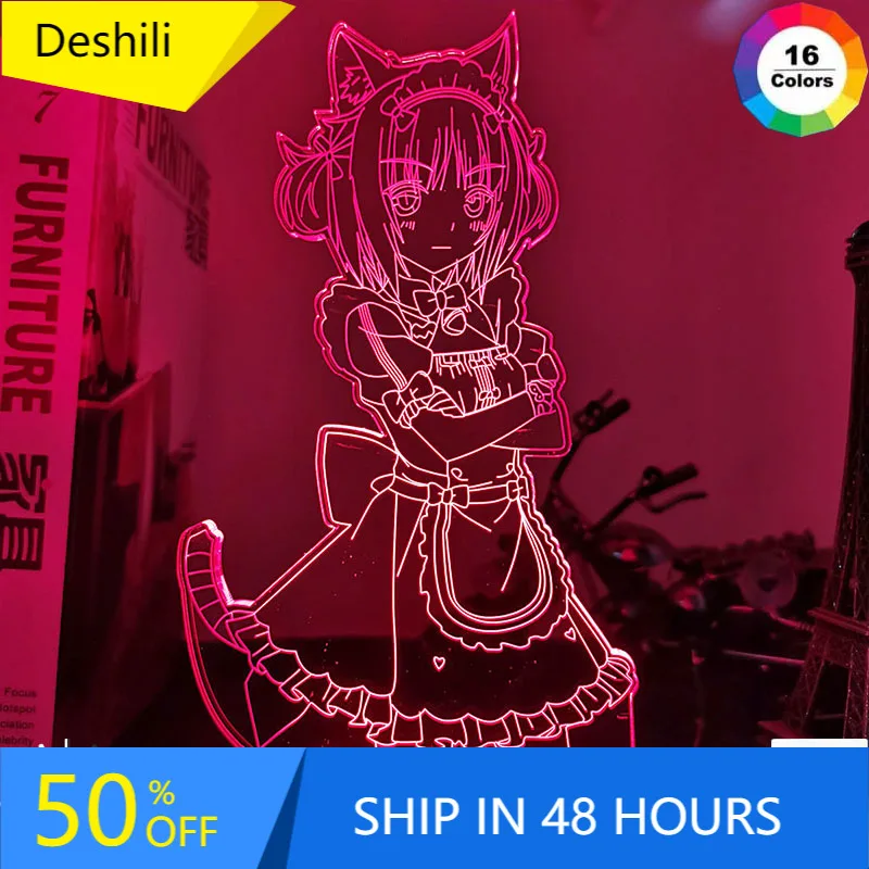 

Anime Nekopara Azuki Led Night Light for Bedroom Decoration Birthday Gift Nightlight Mange Waifu Room Table 3d Lamp Nekopara