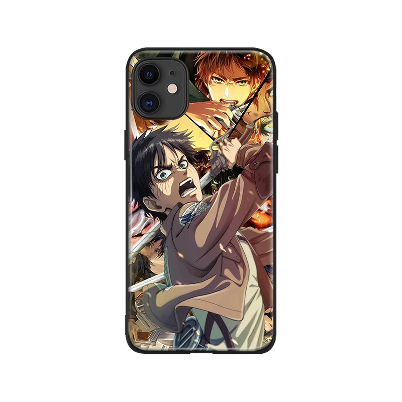 eren jaeger attack on titan anime phone case cover shell for iphone se 6 6s 7 8 6splus 7plus 8plus x xr xs 11 pro max free global shipping